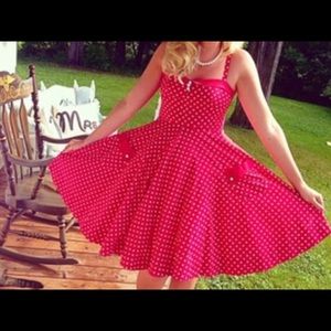 Red polka dot 50s dress